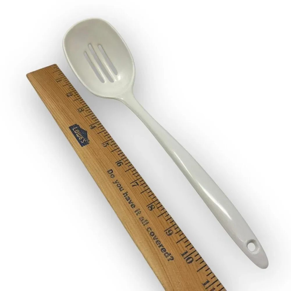 Melamine Ware White Slotted Spoon Vintage Kitchen Utensil Made In Taiwan Used